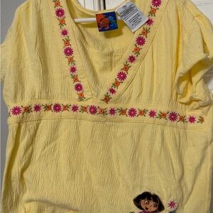 Nickelodeon Yellow Kids Blouse with Pink Floral Trim